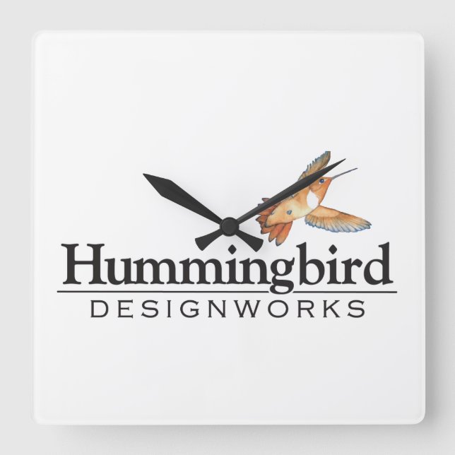 Hummingbird Designworks Wall Clock Quadratische Wanduhr (Vorderseite)