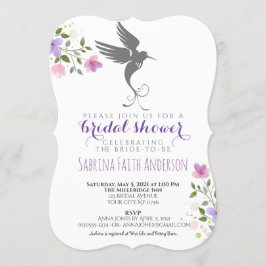 Hummingbird Floral Elegant Lilac Brautparty Einladung