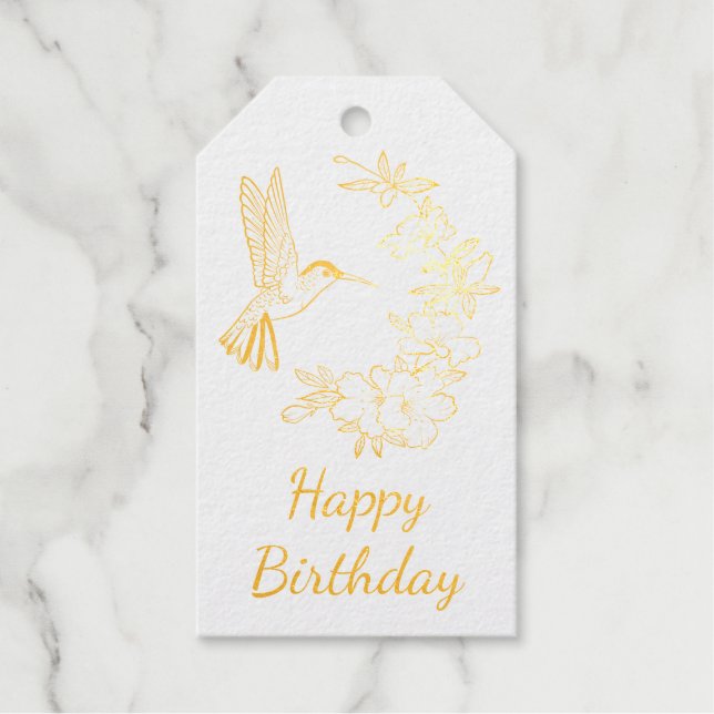 Hummingbird Floral Geburtstag Geschenkanhänger (Vorderseite)