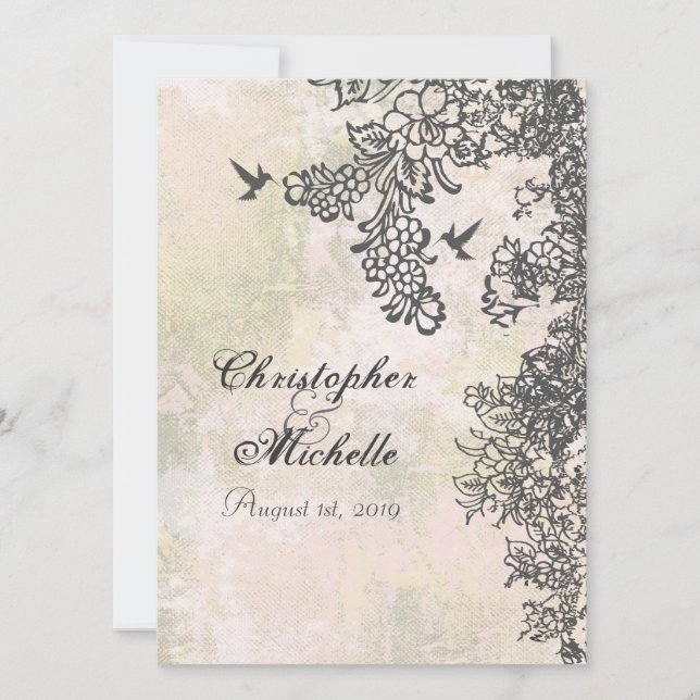 Hummingbird Floral Wedding Einladung Empfang & UAW (Vorderseite)