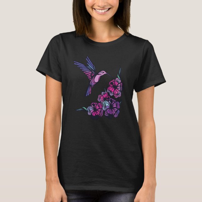Hummingbird Flower Colorful Tropical Bird T-Shirt (Vorderseite)