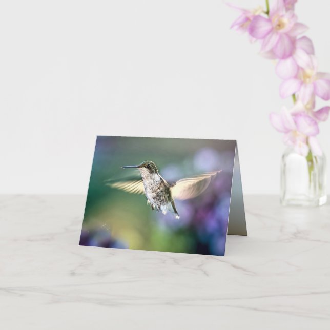 Hummingbird Flying Karte (Orchidee)
