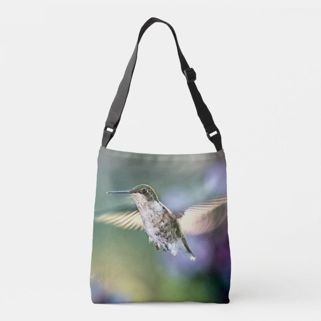 Hummingbird Flying Tragetaschen Mit Langen Trägern (Rückseite)
