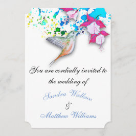 Hummingbird & Fuchsia Elegante Hochzeitseinladunge Einladung