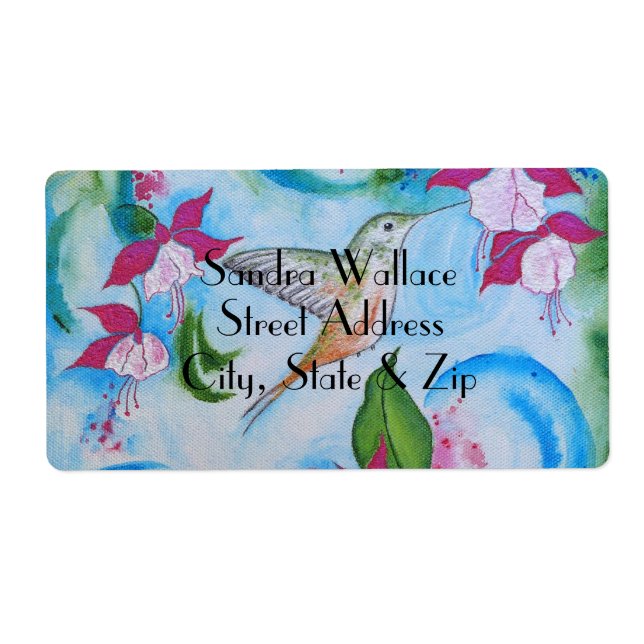 Hummingbird & Fuchsia Wedding Return Address Label (Vorne)