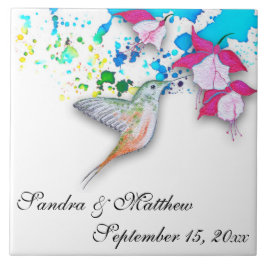 Hummingbird & Fuchsia Wedding Trivet/Untersetzer Fliese