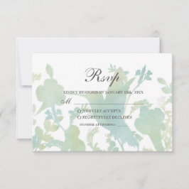 Hummingbird Garden Watercolor Wedding RSVP Card