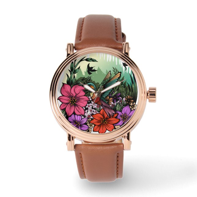 Hummingbird Garten Armbanduhr (Vorderseite)
