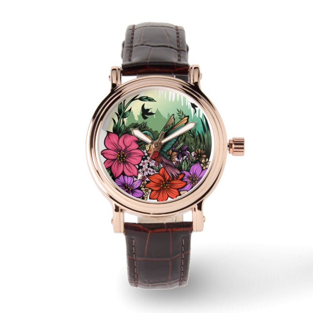 Hummingbird Garten Armbanduhr (Vorderseite)
