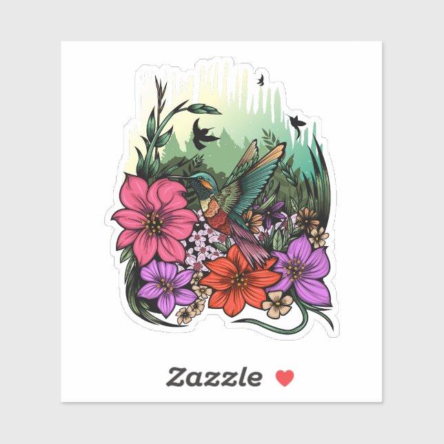 Hummingbird Garten Aufkleber (Blatt)