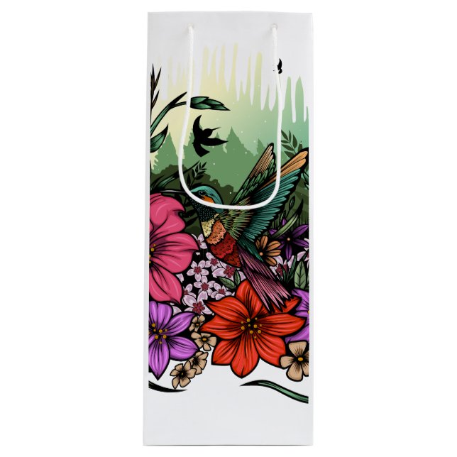 Hummingbird Garten Geschenktüte Für Weinflaschen (Vorderseite)