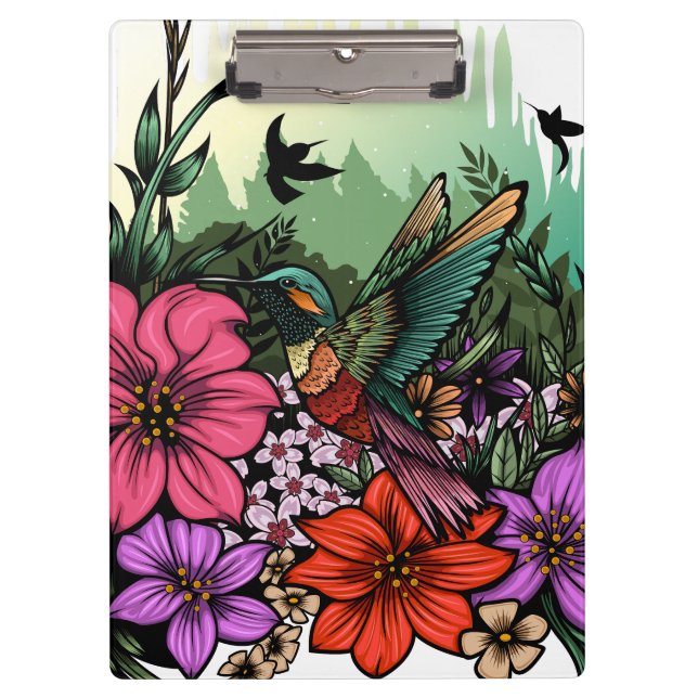 Hummingbird Garten Klemmbrett (Vorderseite)