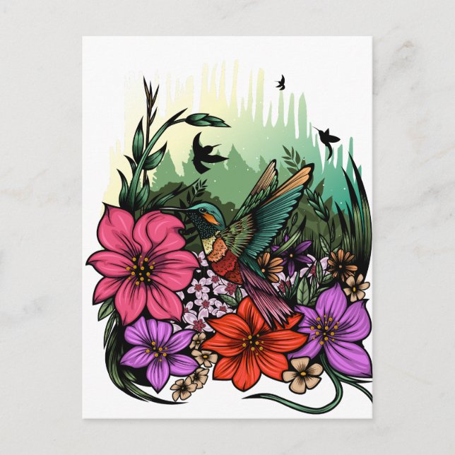 Hummingbird Garten Postkarte (Vorderseite)
