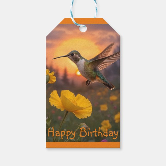 Hummingbird Geburtstag Geschenkanhänger (Vorderseite)