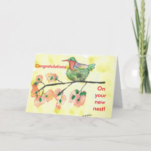 Hummingbird-Glückwünsche zur neuen Zuhause Card Karte