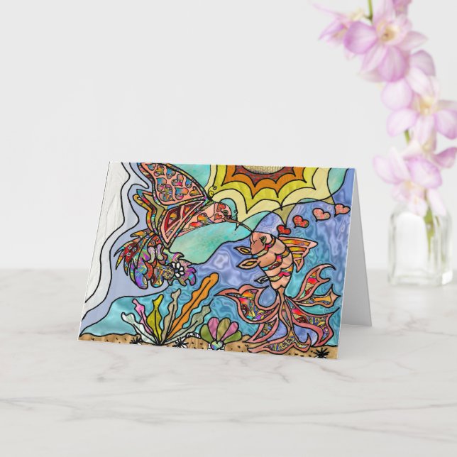 Hummingbird Goldfish Reflektion Art Karte (Orchidee)