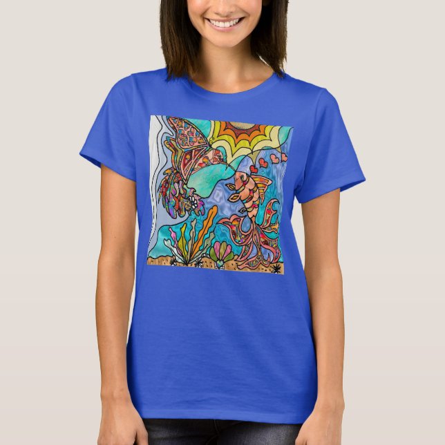 Hummingbird Goldfish Reflektion Art T-Shirt (Vorderseite)