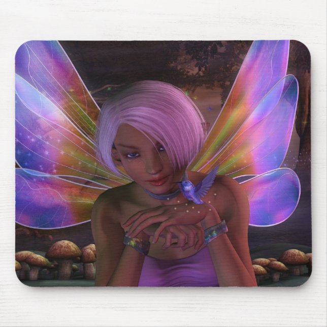 Hummingbird Guardian Fairy Fantasy Art Mousepad (Vorne)