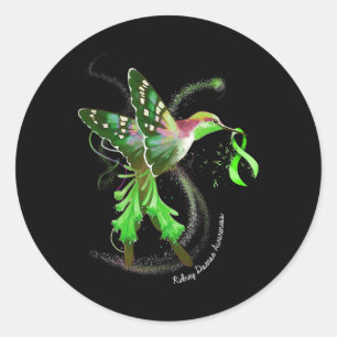 Hummingbird hält die grüne Ribbon-Nierenerkrankung Runder Aufkleber