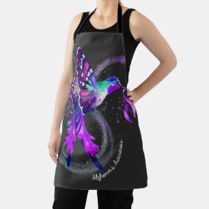 Hummingbird hält Lila Ribbon-Alzheimer Schürze