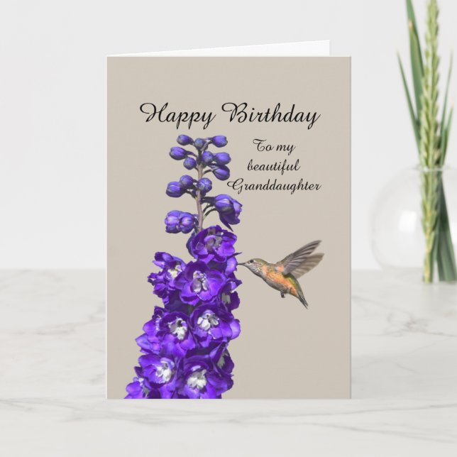 Hummingbird Happy Birthday Grandtochter Karte (Vorderseite)