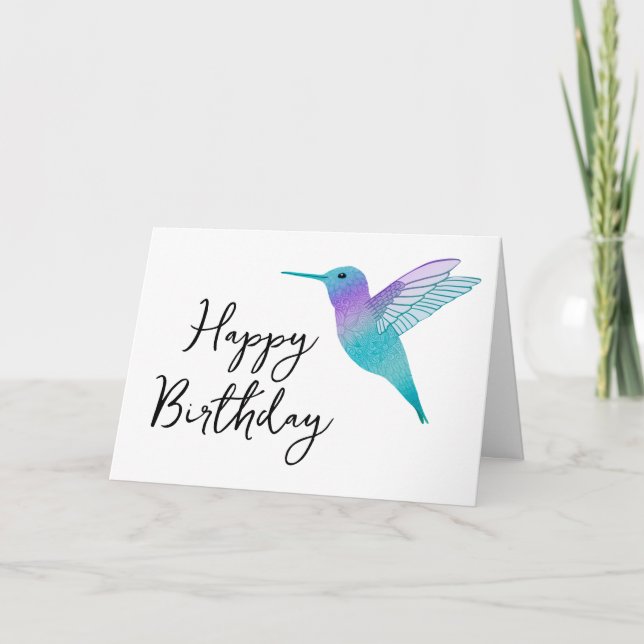 Hummingbird Happy Birthday Grußkarte Karte (Vorderseite)