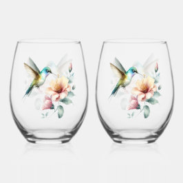 Hummingbird Harmonie mit Eleganter Hibiskus Weinglas Ohne Stiel