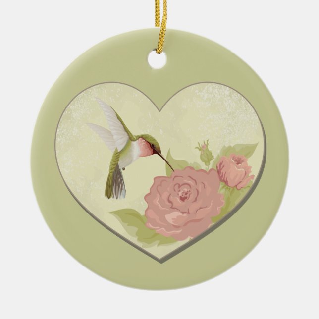 Hummingbird Heart Keramikornament (Vorne)