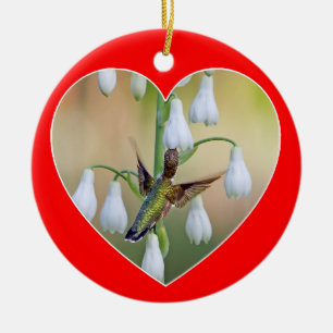 Hummingbird Heart Valentine Keramik Ornament