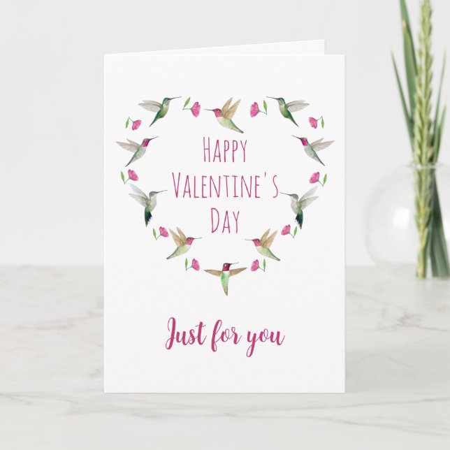 Hummingbird Heart Valentine's Day Card Karte (Vorderseite)