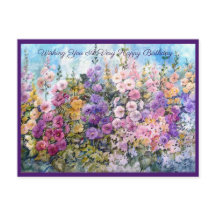 Hummingbird Heaven Hollyhock Postcard Gruß