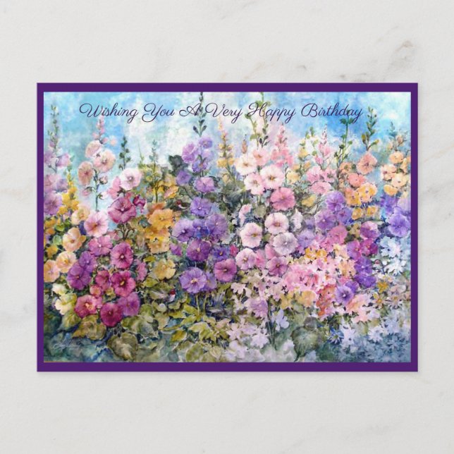 Hummingbird Heaven Hollyhock Postcard Gruß Postkarte (Vorderseite)