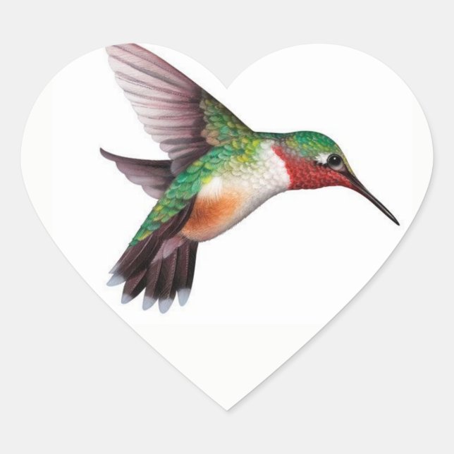 Hummingbird Heftsticker Herz-Aufkleber (Vorderseite)