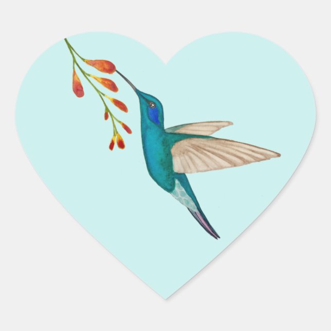 Hummingbird Heftsticker Herz-Aufkleber (Vorderseite)