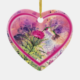 Hummingbird Herzmuschel Keramik Ornament