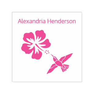 Hummingbird Hibisken Name Monogram Permastempel