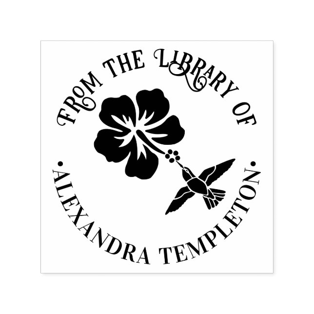 Hummingbird Hibiskus B Round Library Name Permastempel (Design)
