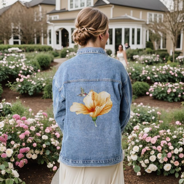 Hummingbird & Hibiskus Jeansjacke (Hochzeit Rückseite)