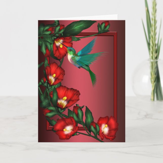 Hummingbird-Hibiskus-Mitteilungskarten Dankeskarte (Vorderseite)