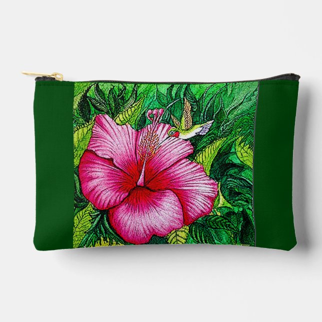 Hummingbird-Hibiskus Zubehörtasche (Vorderseite)
