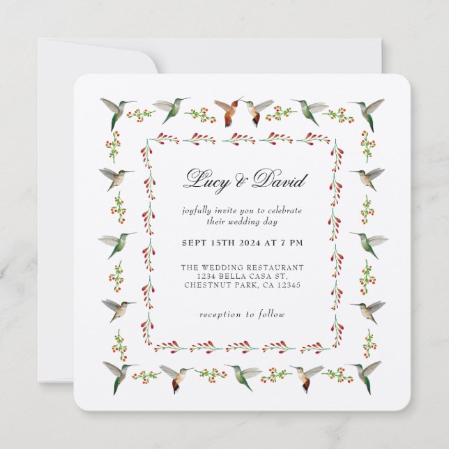 Hummingbird Hochzeitseinladung (Vorderseite)