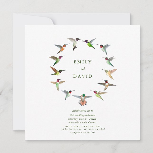 Hummingbird Hochzeitseinladung Feiertagskarte (Vorderseite)