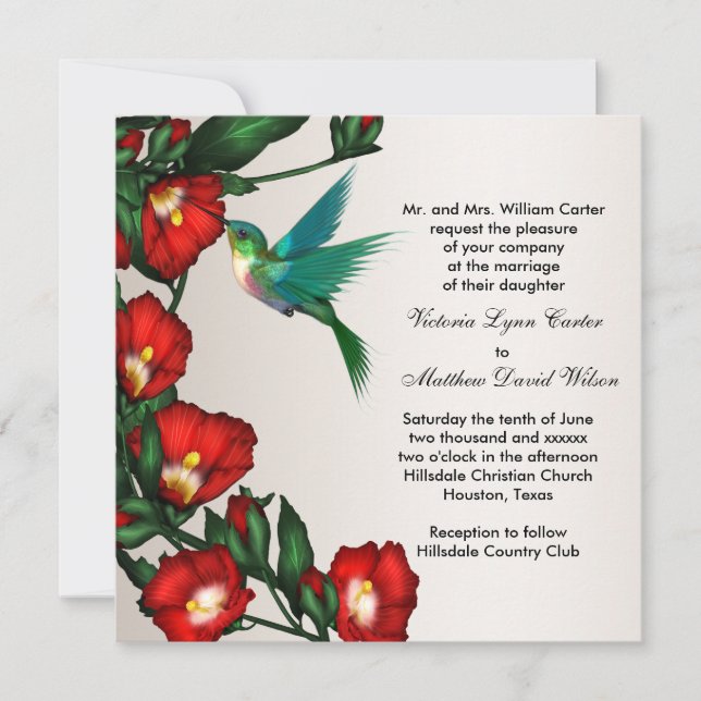 Hummingbird Hochzeitseinladungen Einladung (Vorderseite)