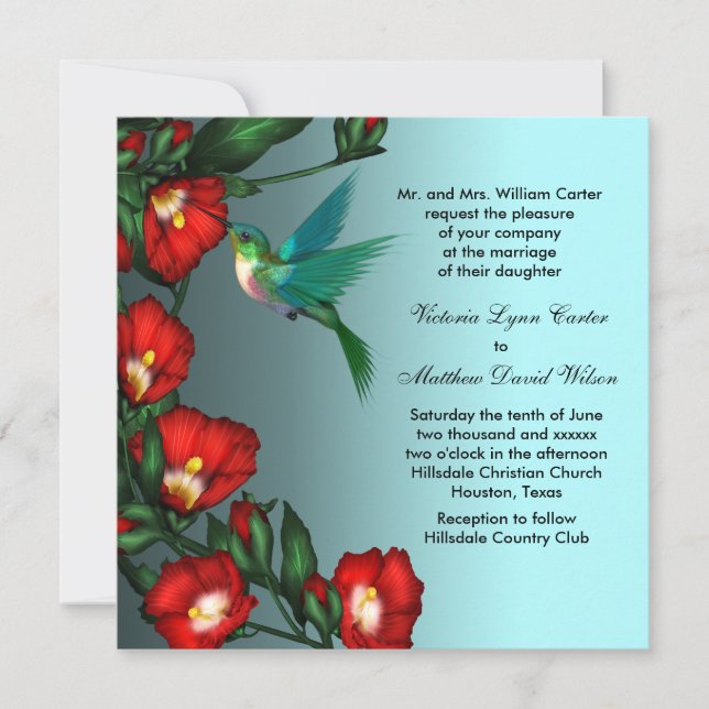 Hummingbird Hochzeitseinladungen Einladung (Vorderseite)