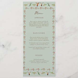 Hummingbird-Hochzeitsmenü Menükarte