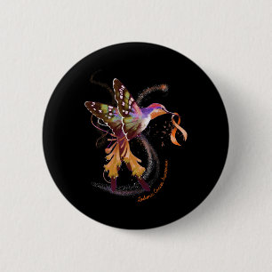 Hummingbird Hold Orange Ribbon Leukämie Bewusstsei Button