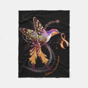 Hummingbird Hold Orange Ribbon Leukämie Bewusstsei Fleecedecke