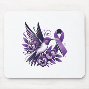 Hummingbird Holding Lila Pansy Ribbon Heimer Awa Mousepad