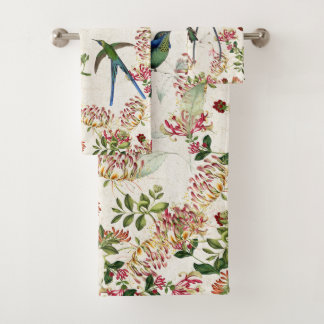 Hummingbird Honeysucksuckle Blume Badetuch Set