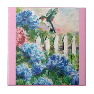 Hummingbird & Hydrangea Blume Dekorative Fliesen